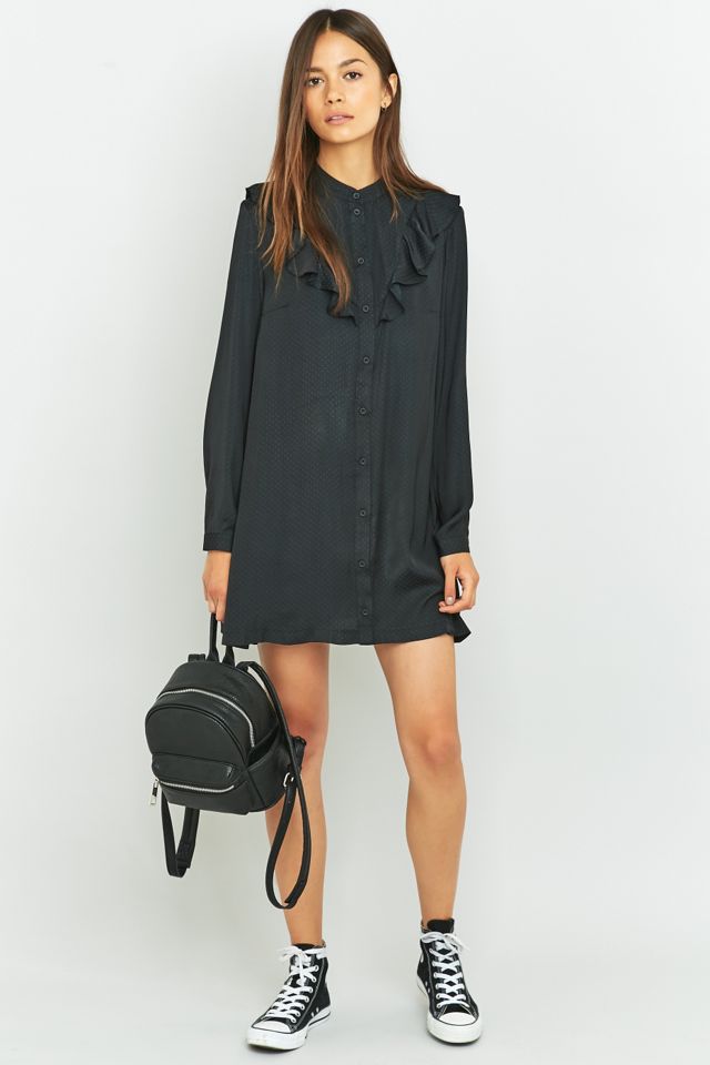 Urban Outfitters - Robe chemise noire à volants #2