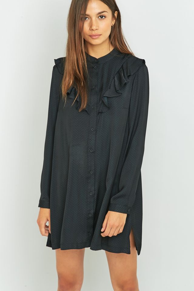 Urban Outfitters - Robe chemise noire à volants #5