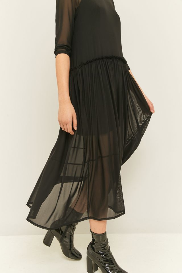Sparkle & Fade - Robe midi babydoll oversize en voile noire #1