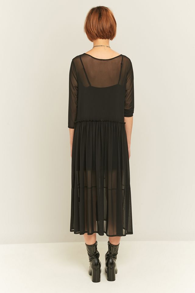 Sparkle & Fade - Robe midi babydoll oversize en voile noire #3