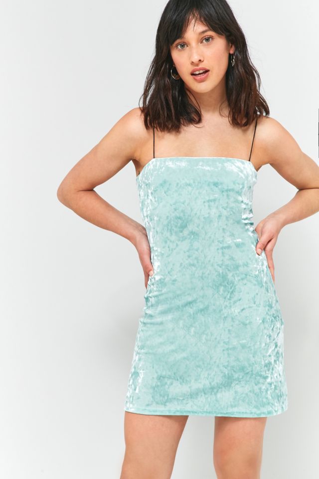 Pins Needles Turquoise Velvet Slip Dress Urban Outfitters DE