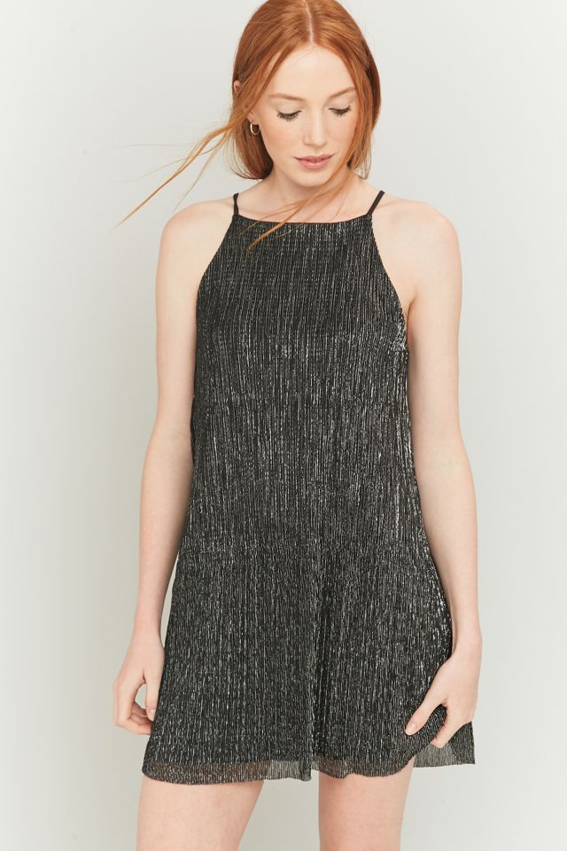 Pins & Needles Silver Foil Pleated Slip Dress #1