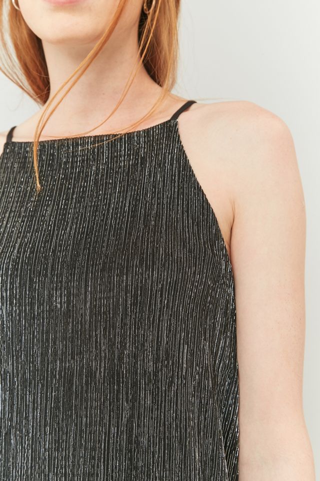 Pins & Needles Silver Foil Pleated Slip Dress #2