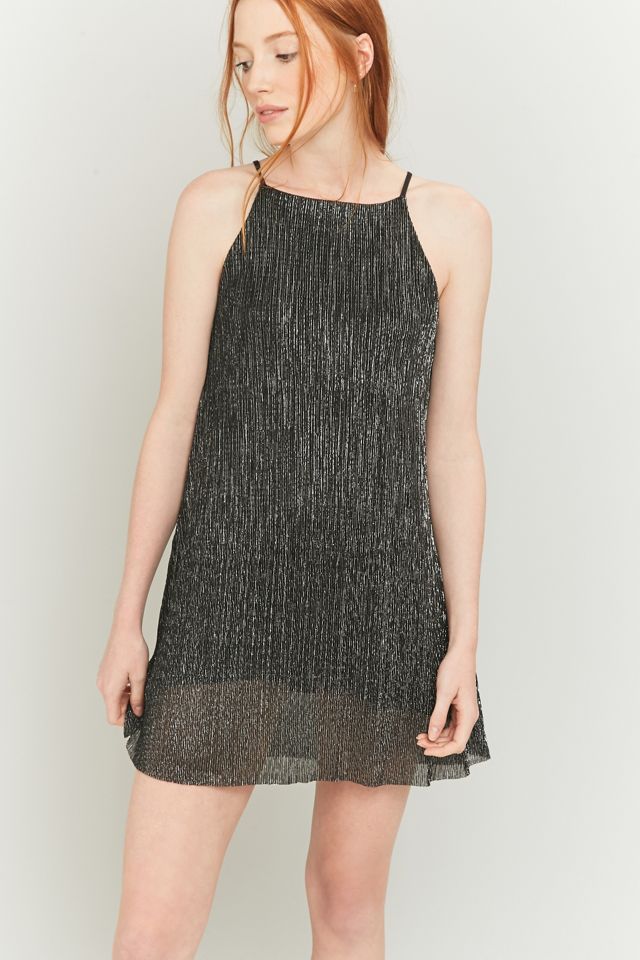 Pins & Needles Silver Foil Pleated Slip Dress #4