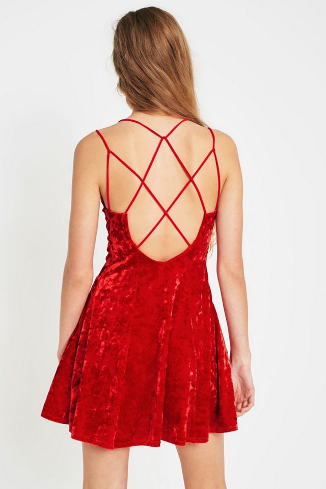 Pins & Needles Velvet Strappy Red Dress #4
