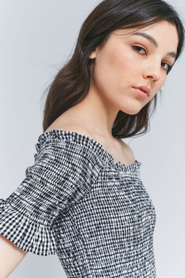 Kimchi Blue – Kariertes, schulterfreies Midikleid „Picnic“ #5
