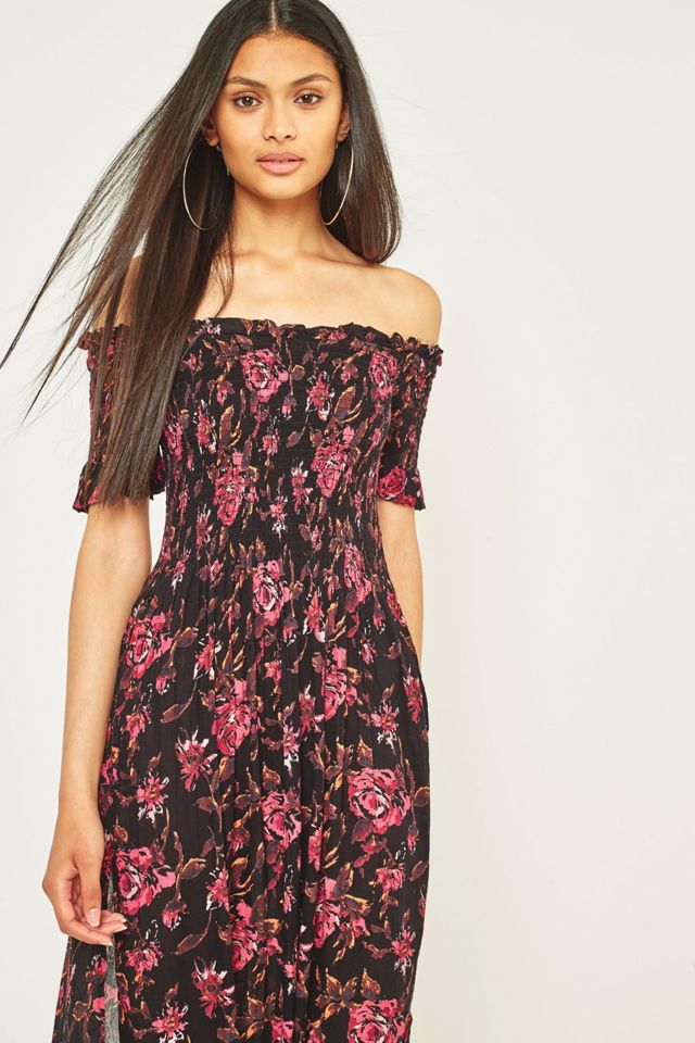 Kimchi Blue Picnic Midnight Floral Off-the-Shoulder Midi Dress #1