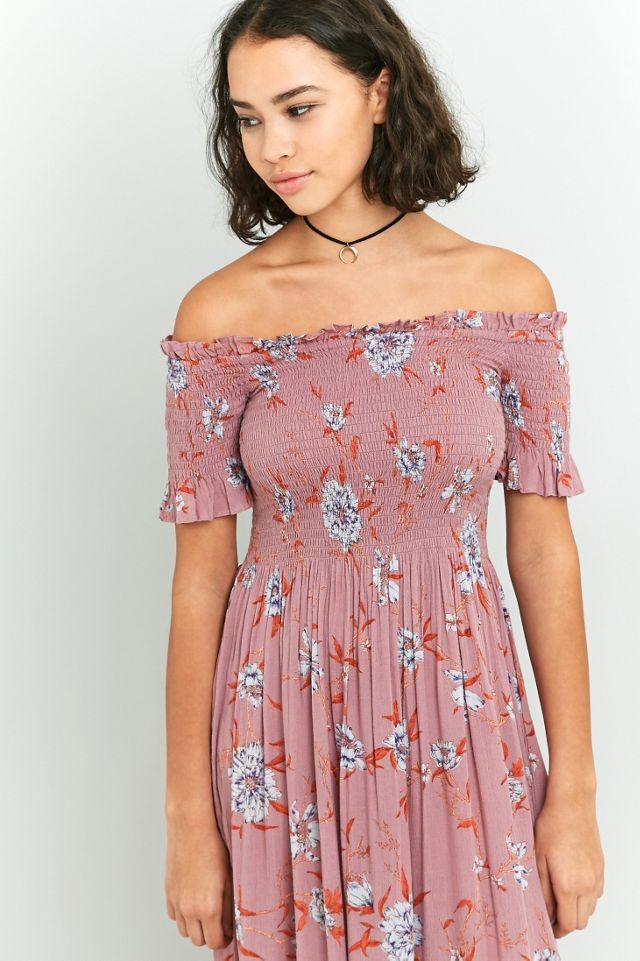 Kimchi Blue Picnic Floral Off-The-Shoulder Midi Dress #1