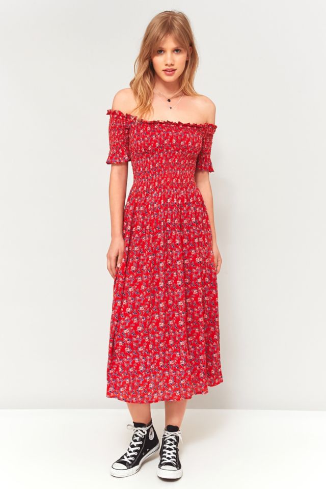 Kimchi Blue Picnic Floral Off The Shoulder Midi Dress Urban