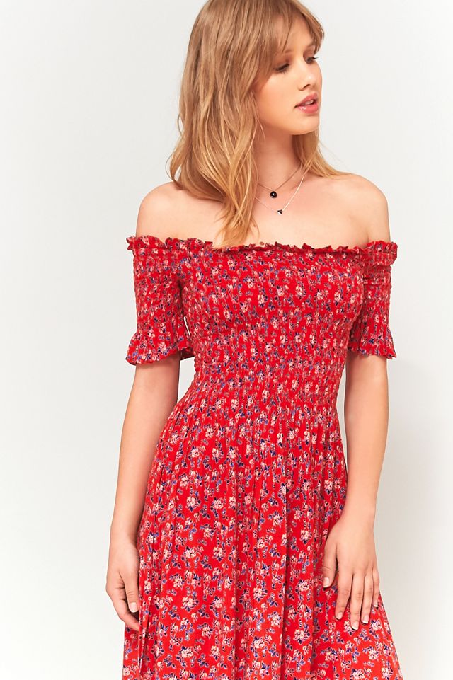 Kimchi Blue Picnic Floral Off-The-Shoulder Midi Dress #1
