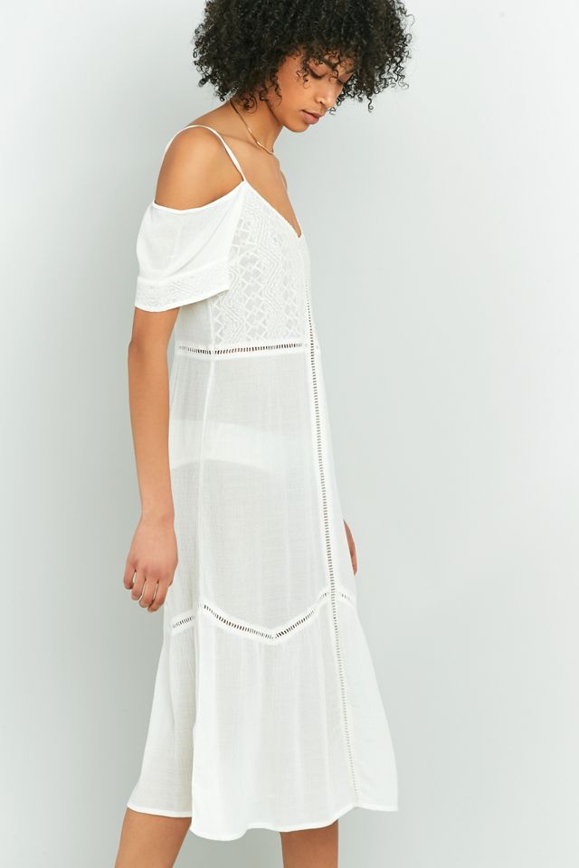 Pins & Needles Broderie Anglaise Cold-Shoulder Midi Dress #1