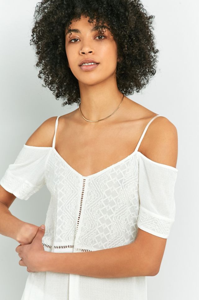 Pins & Needles Broderie Anglaise Cold-Shoulder Midi Dress #5