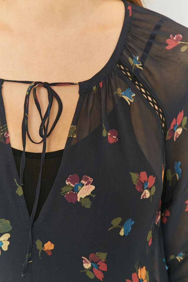 Pins & Needles Drop Waisted Black Floral Print Midi Dress #2