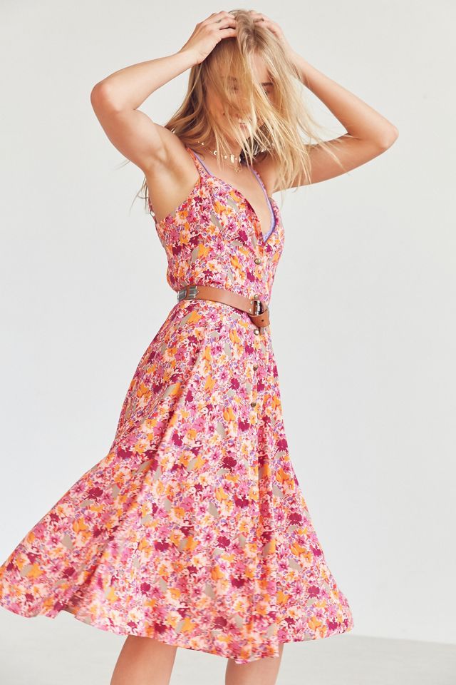Kimchi Blue Graziano Floral Button-Down Midi Slip Dress #5