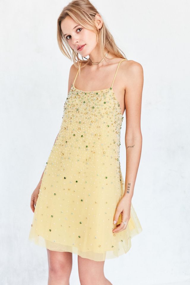 Kimchi Blue Amber Jewel Embellished Gold Mini Dress | Urban Outfitters UK