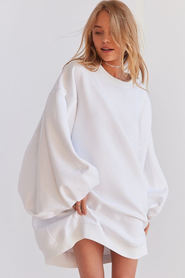 oversized white sweatshirt dress Sweatshirt Dress, Cotton Maxi Hoodie, Raw Seam Piece, Minimalist  Streetwear, Long Hoodie With Slits