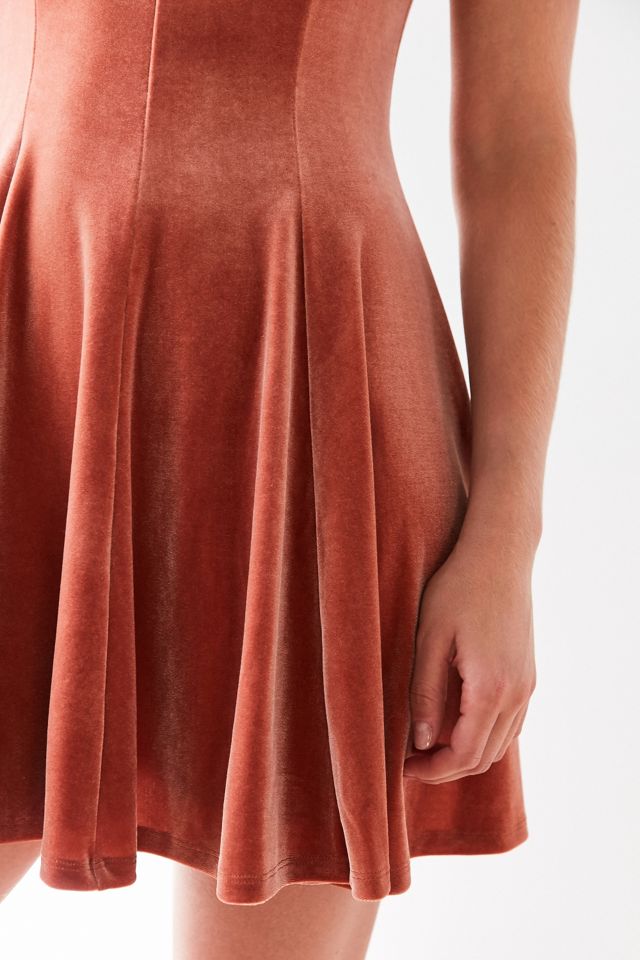 urban outfitters orange velvet dress Urban Outfitters Velvet Babydoll Dress