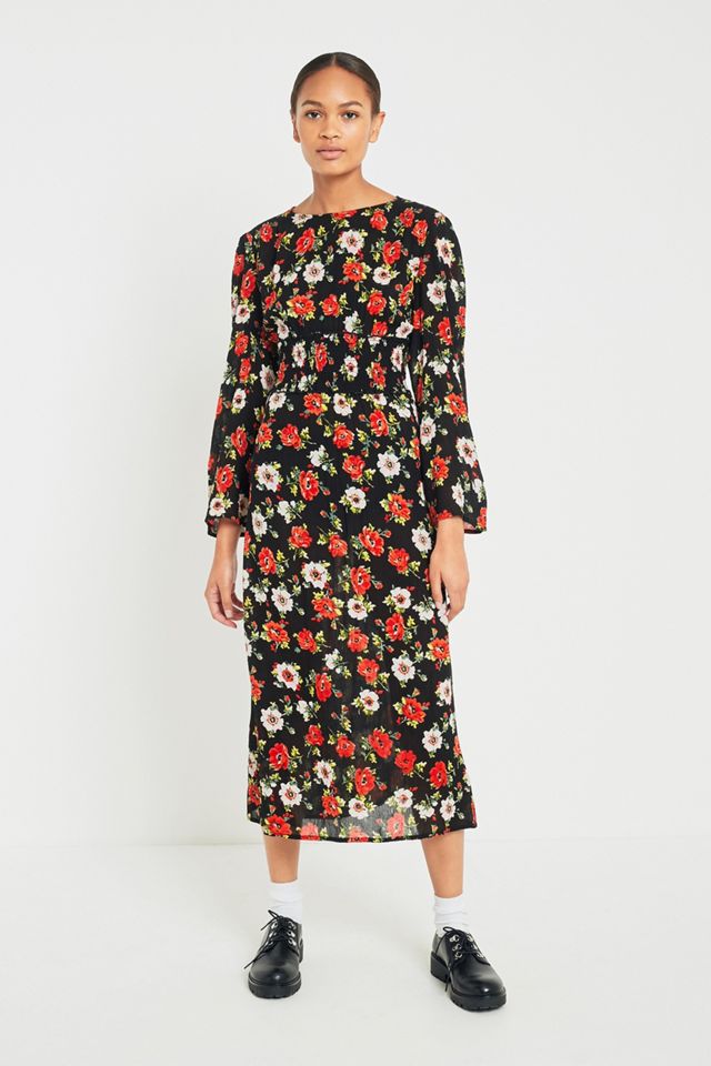 Kimchi Blue Floral Shirred Midi Dress #1