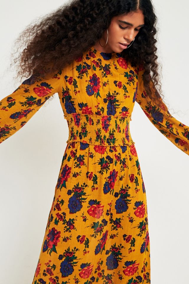Kimchi Azul Floral Shirred Cintura Midi Vestido #2