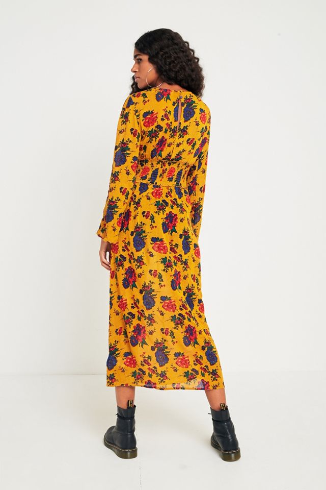 Kimchi Azul Floral Shirred Cintura Midi Vestido #4