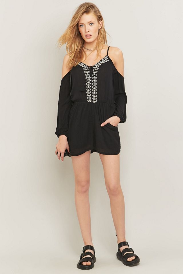 Pins & Needles Embroidered Cold Shoulder Playsuit #1