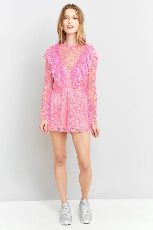 Pins & Needles Pleated Ruffle Neck Lace Playsuit #1