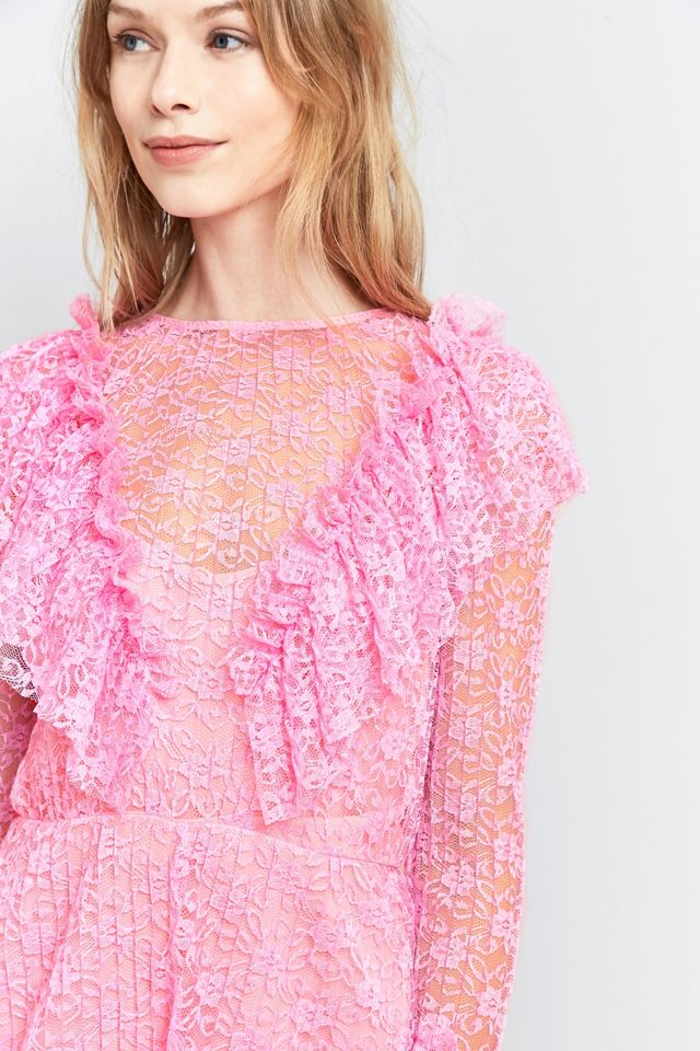 Pins & Needles Pleated Ruffle Neck Lace Playsuit #2