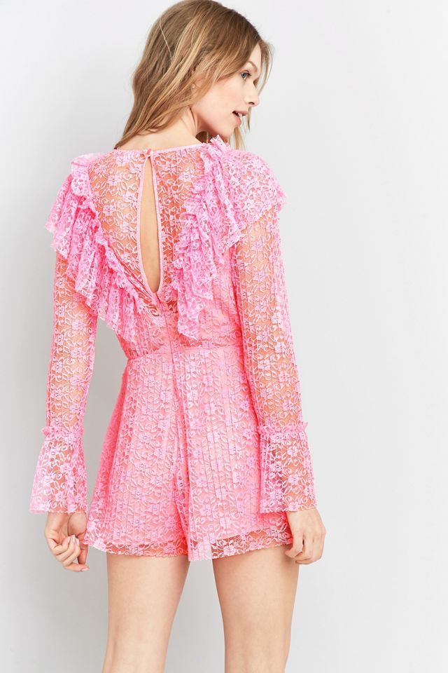 Pins & Needles Pleated Ruffle Neck Lace Playsuit #3