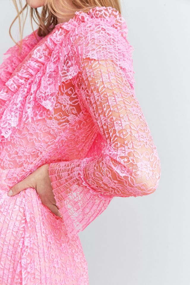 Pins & Needles Pleated Ruffle Neck Lace Playsuit #5