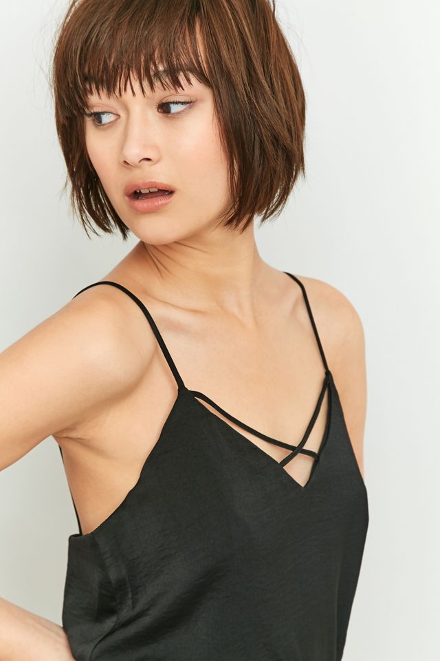 Sparkle & Fade - Combishort en satin martelé noir #2
