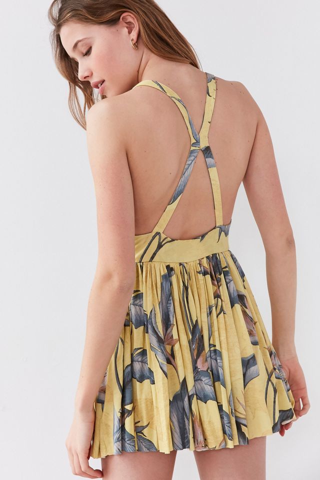 Kimchi Blue Akela Yellow Printed Halter Playsuit #1