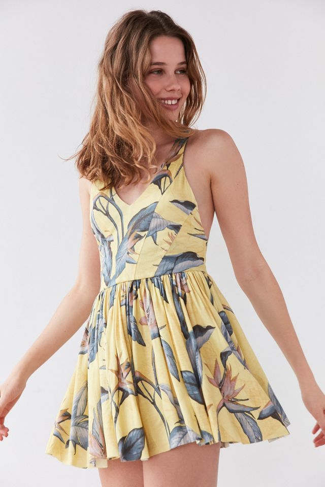 Kimchi Blue Akela Yellow Printed Halter Playsuit #5
