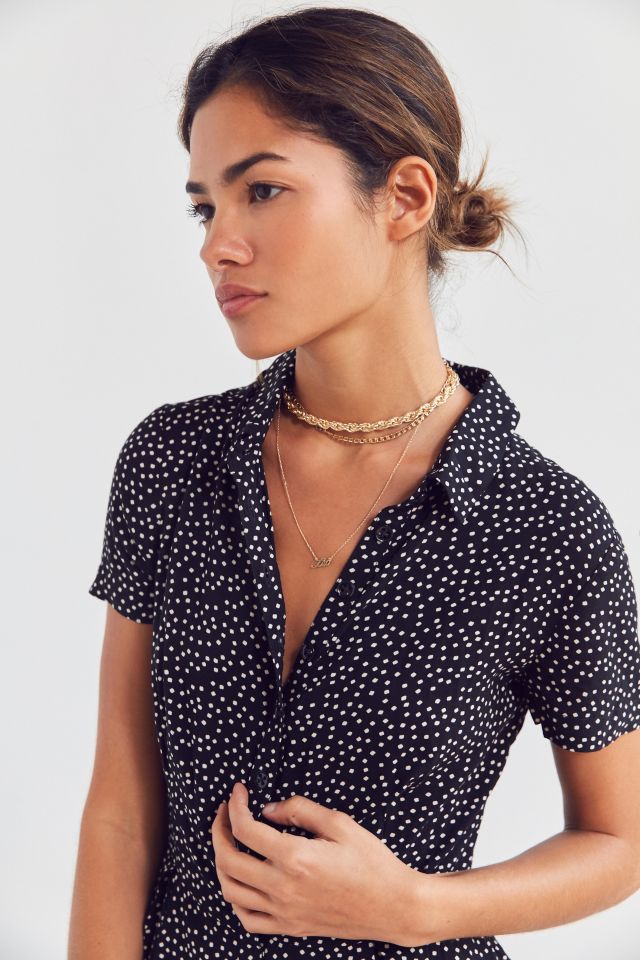 Uo bellina button-down shirt romper new arrivals