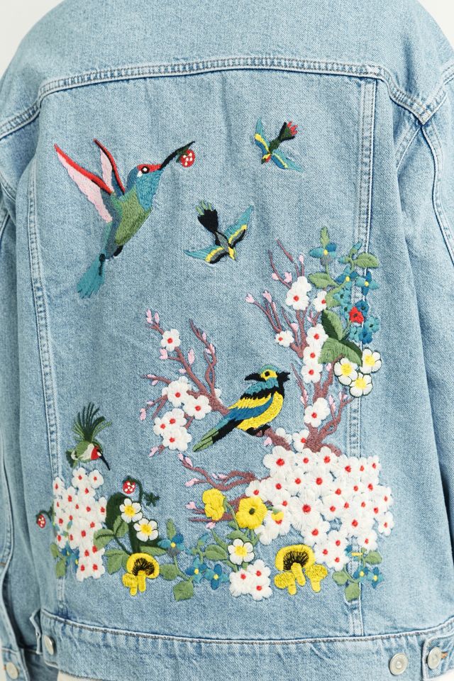 BDG Embroidered Bird Light Blue Denim Jacket #2