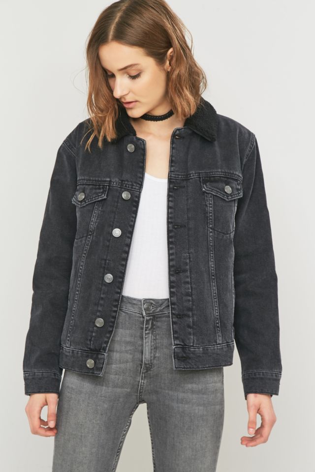 BDG Oversized Western Sherpa Black Denim Jacket | Urban Outfitters UK