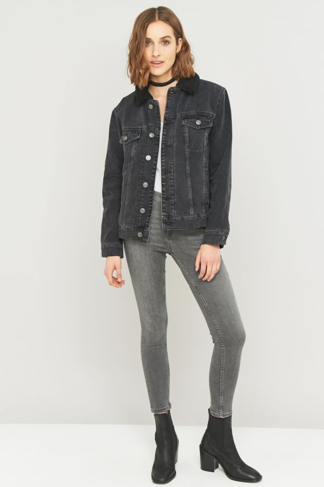 BDG Oversized Western Sherpa Black Denim Jacket