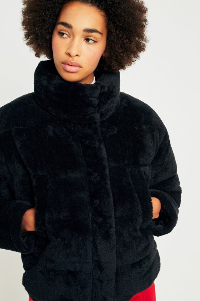 Light Before Dark Black Teddy Puffer Jacket #3