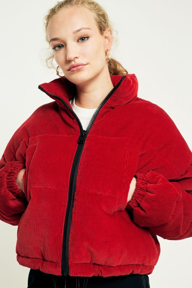 Red puffer sale coat cropped