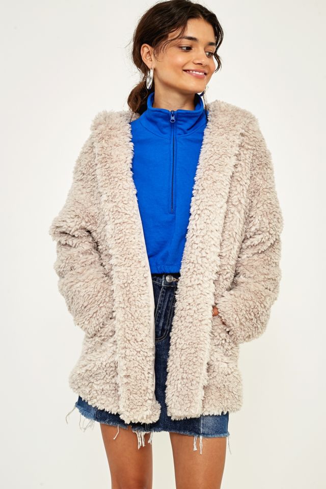 Light Before Dark Oatmeal Hooded Teddy Jacket | Urban Outfitters UK