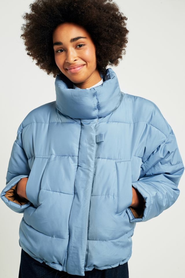 Light Before Dark Light Blue Contrast Lining Pillow Puffer Jacket ...