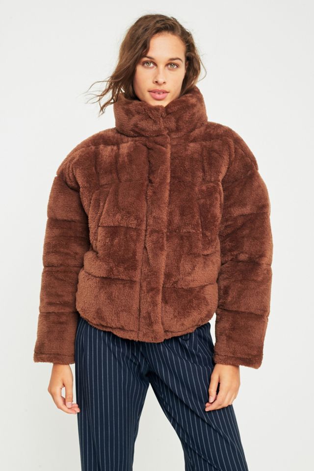 Light Before Dark Brown Teddy Puffer Jacket  #3
