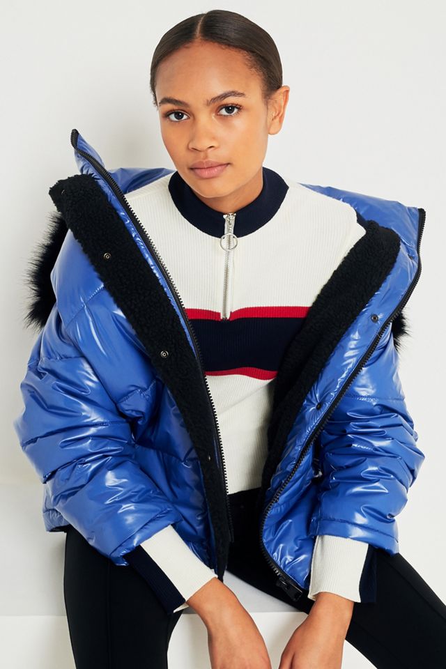 Light Before Dark Borg Lined Wet Look Puffer Jacket  #5
