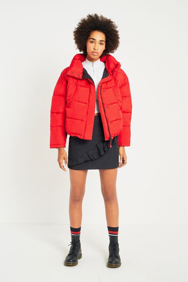 Light Before Dark Red Contrast Lining Pillow Puffer Jacket #2