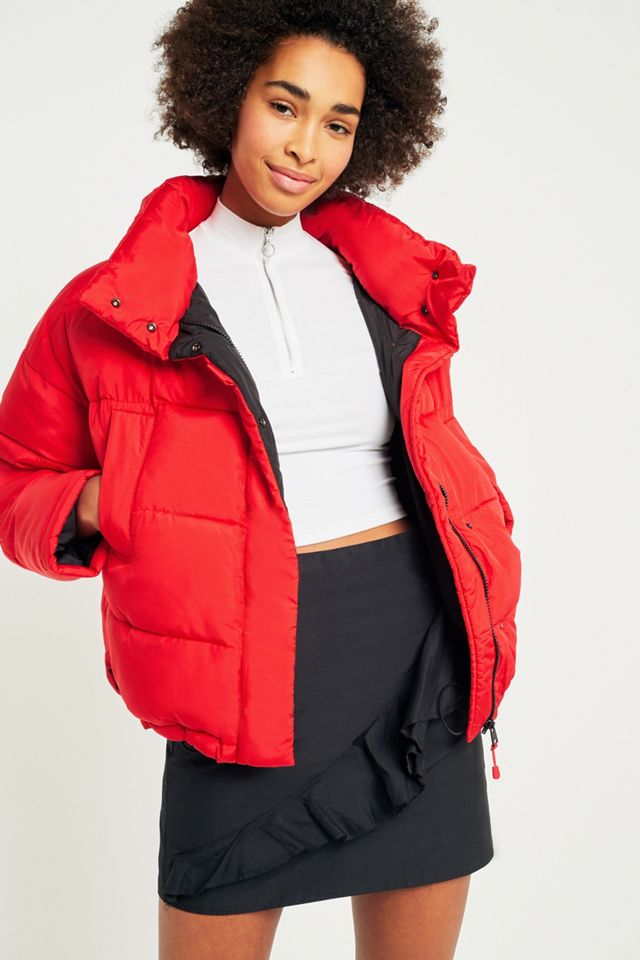 Light Before Dark Red Contrast Lining Pillow Puffer Jacket #3