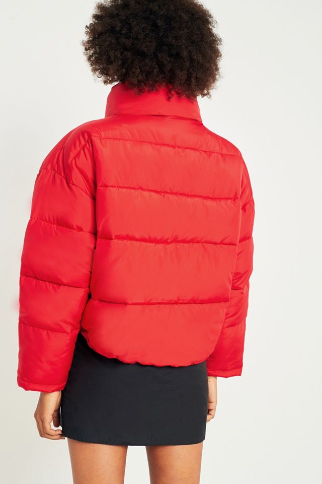 Light Before Dark Red Contrast Lining Pillow Puffer Jacket #4