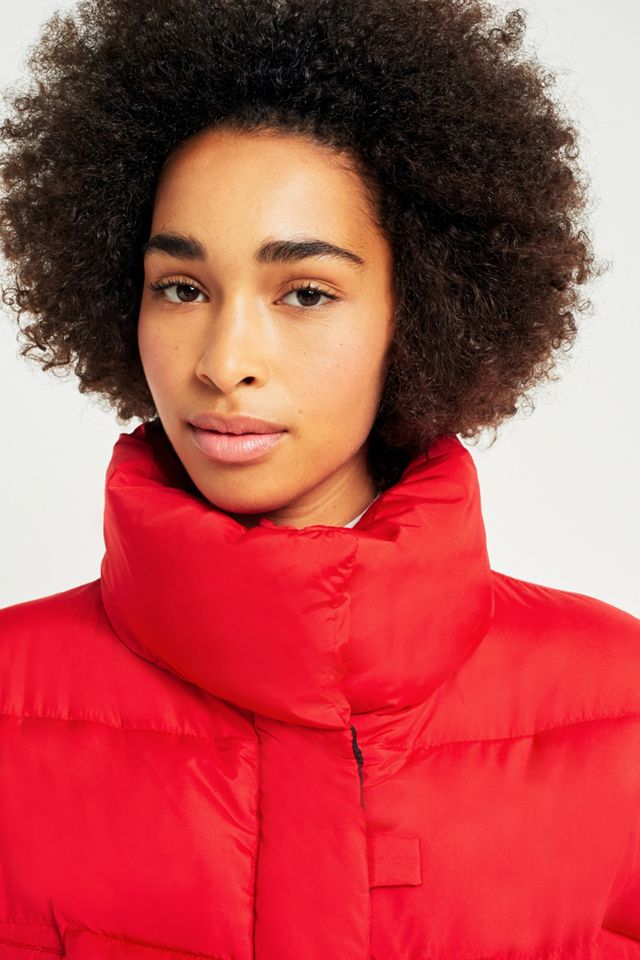 Light Before Dark Red Contrast Lining Pillow Puffer Jacket #5