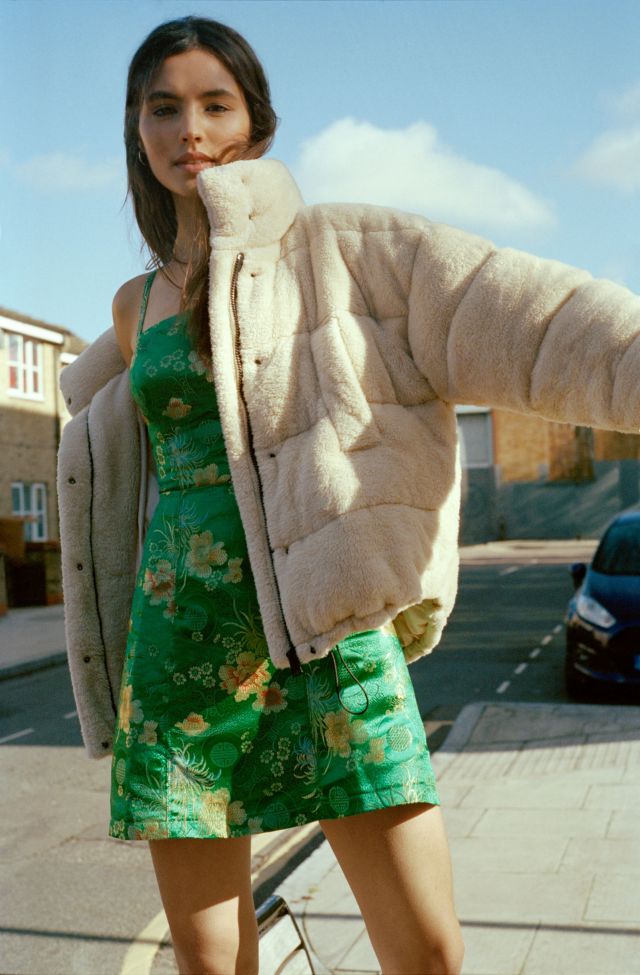 Light Before Dark Cream Teddy Puffer Jacket | Urban Outfitters UK