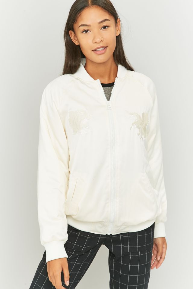 Enchanting Aurora Lights And Forest Print Bomber Jacket