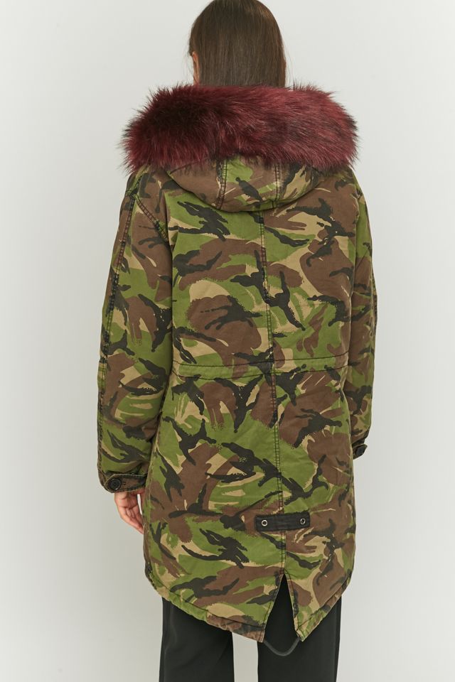 Camouflage Parka Jacke Mit Kunstfell Camouflage Winterjacke Fell