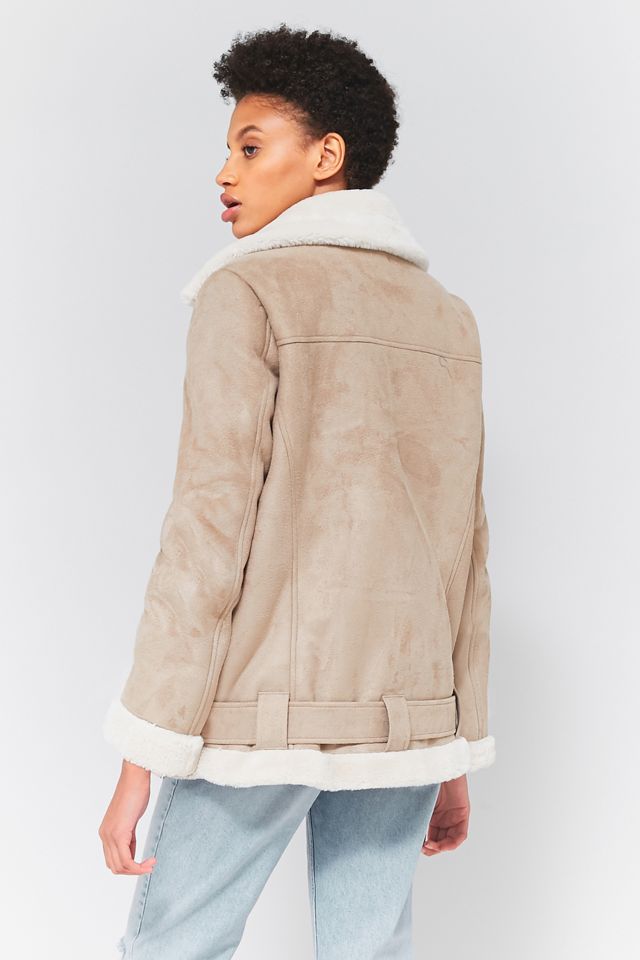 Light Before Dark Shearling Suedette Biker Jacket #4